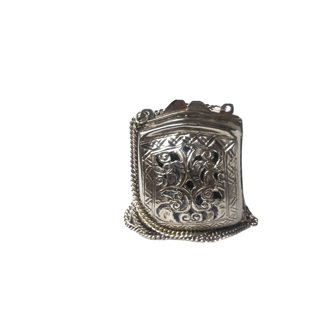 Vintage Metal Crossbody Bag Floral Embossed Metal Body Bohemian Boho - Picture 3 of 8